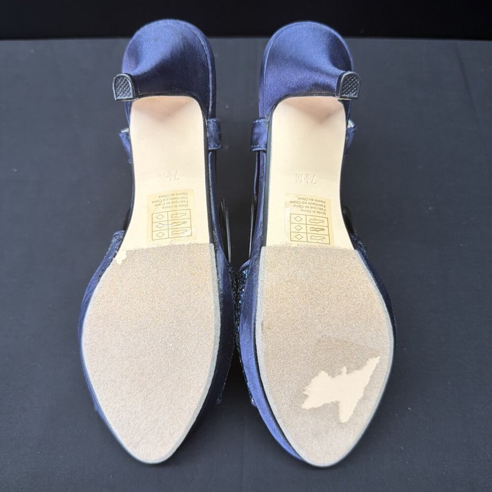 Benjamin Walk Touch Ups Sandals Womens Size 7.5 Blue Rhinestone Heel Dress - Picture 5 of 7